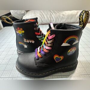 Dr. Martens Toddler 1460 For Pride Rainbow Leather Lace Up Boots Unisex kids 10